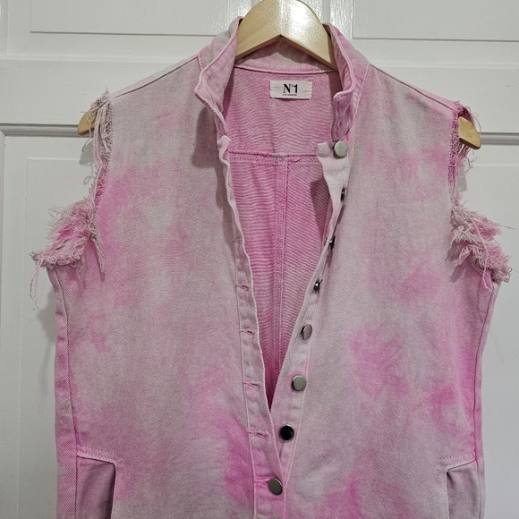 N°1 Los Angeles Pink Acid Wash Distressed Denim Jumpsuit Size S - Picture 7 of 17